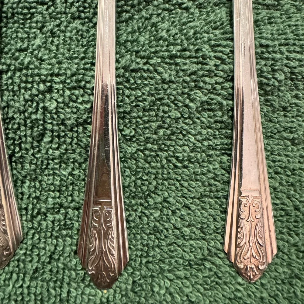 Vintage Royal Saxony silver plate 8” long slender spoons- set of 10